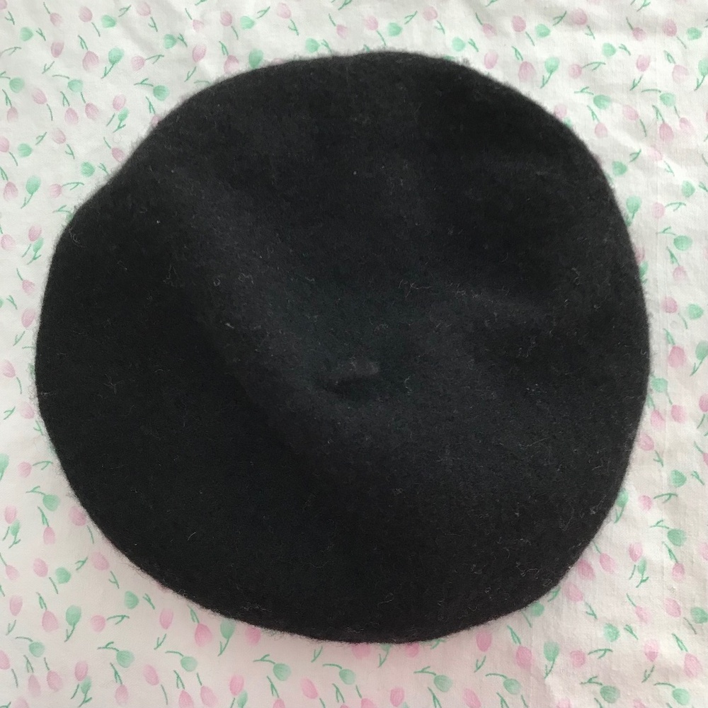 FRAAS Solid Black French Beret Hat Wool Blend